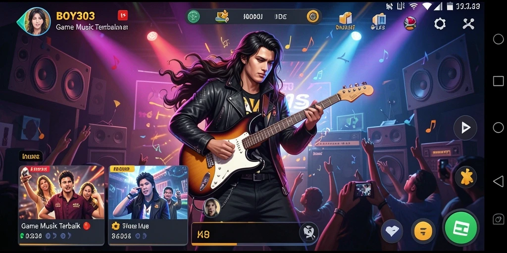 Screenshot gameplay BOY303 menampilkan pengalaman bermain musik yang seru.