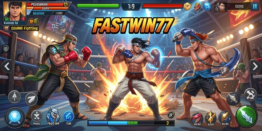 Tampilan aksi seru dari karakter dalam permainan Fighting.