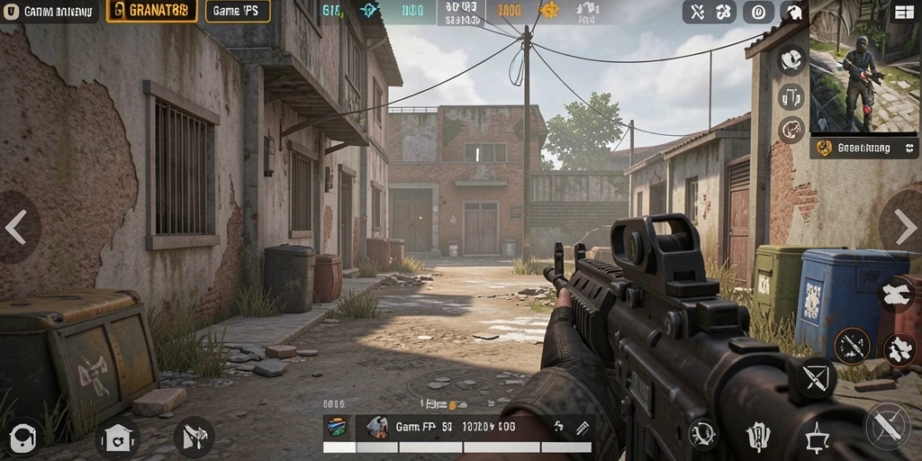 Tampilan gameplay menegangkan dari GRANAT88 saat aksi pertempuran FPS.