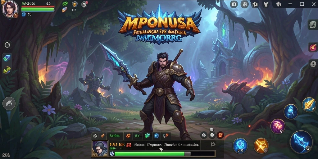 Tangkapan layar MPONUSA menunjukkan pemain bertarung di arena epik.